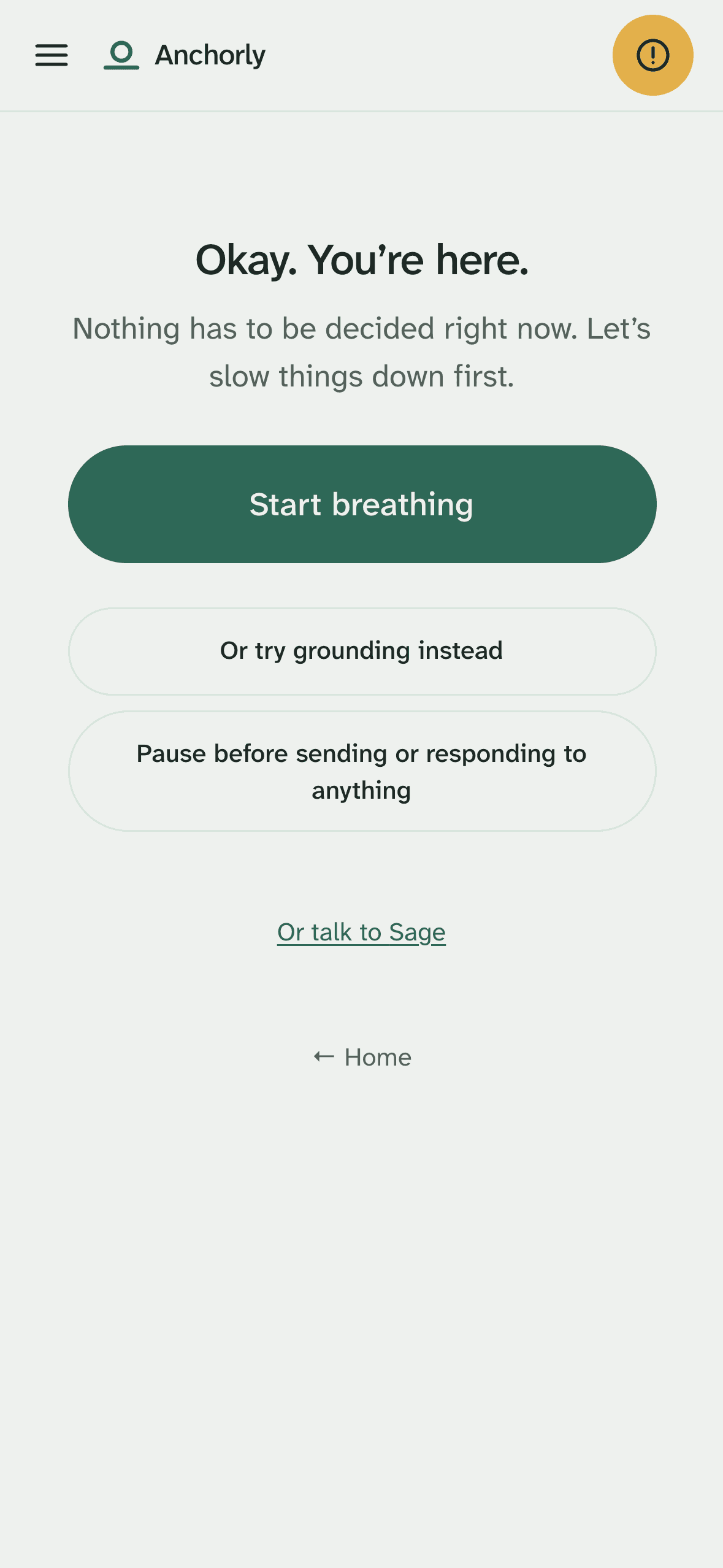 Anchorly after tapping I'm spiraling: Okay, you're here. Start breathing.